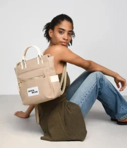 Best Bosanova Mochila de canvas taupe con bolsillos