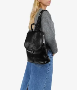 Sale Bosanova Mochila negra con solapa y cremallera