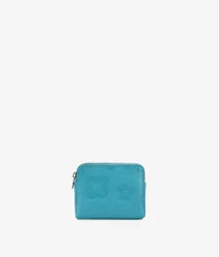 Best Bosanova Monedero pequeño azul en piel con flores y cremallera