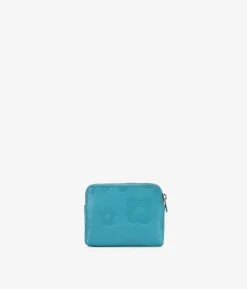 Best Bosanova Monedero pequeño azul en piel con flores y cremallera