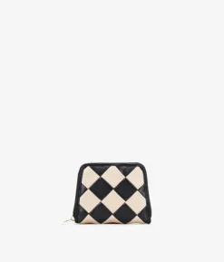 Fashion Bosanova Monedero pequeño con rombos negros y beige y cremallera