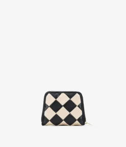 Fashion Bosanova Monedero pequeño con rombos negros y beige y cremallera