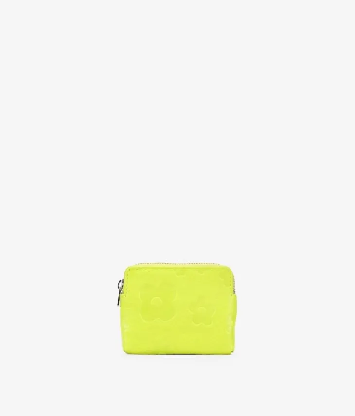 Outlet Bosanova Monedero pequeño lima en piel con flores y cremallera