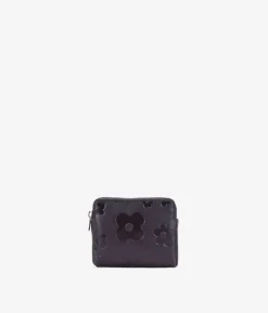 Clearance Bosanova Monedero pequeño marrón en piel con flores y cremallera