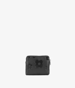 Best Bosanova Monedero pequeño negro en piel con flores y cremallera