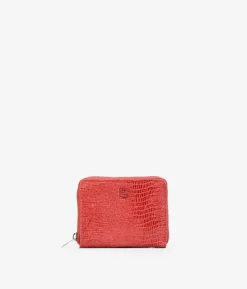Fashion Bosanova Monedero pequeño rojo de piel animal print con cremallera