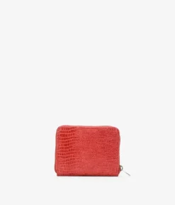 Fashion Bosanova Monedero pequeño rojo de piel animal print con cremallera