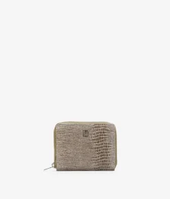 Outlet Bosanova Monedero pequeño taupe de piel animal print con cremallera