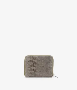 Outlet Bosanova Monedero pequeño taupe de piel animal print con cremallera
