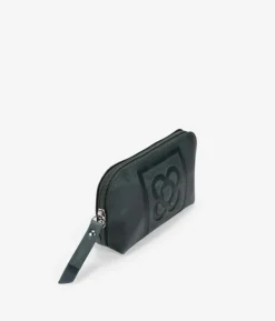 Outlet Bosanova Monedero verde piel con flor de Barcelona
