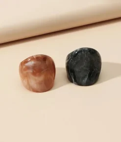 Clearance Bosanova Pack de dos anillos de resina negro y marrón