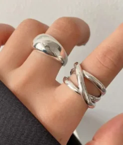 Discount Bosanova Pack de dos anillos plateados metálicos