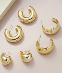 Outlet Bosanova Pack de pendientes metálicos dorados