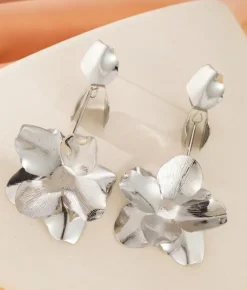 Fashion Bosanova Pendientes de flor plateados