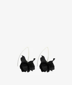 Hot Bosanova Pendientes de flor rígida negros