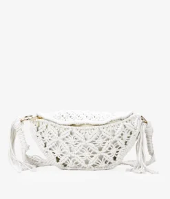 Sale Bosanova Riñonera beige en crochet con cremallera