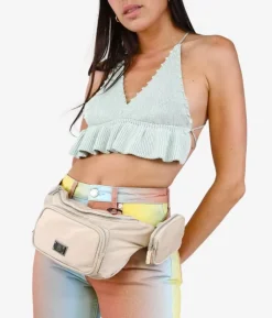 Best Bosanova Riñonera beige en nylon con bolsillo