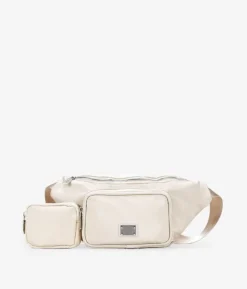 Best Bosanova Riñonera beige en nylon con bolsillo