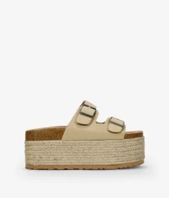 Best Bosanova Sandalias beige con plataforma de esparto