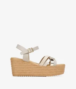 Clearance Bosanova Sandalias beige con plataforma efecto esparto