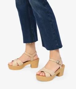 Discount Bosanova Sandalias beige con tacón efecto esparto