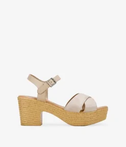 Discount Bosanova Sandalias beige con tacón efecto esparto