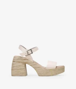 Discount Bosanova Sandalias beige en piel con tacón ancho