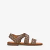 Best Bosanova Sandalias beige en piel con flores grabadas