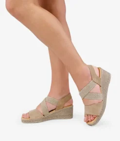 Best Bosanova Sandalias beige en serraje piel con elásticos