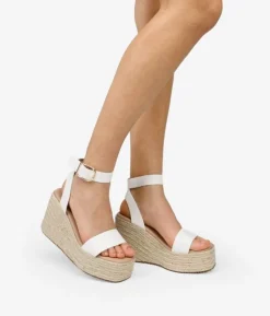 Discount Bosanova Sandalias blancas con cuña y plataforma de esparto