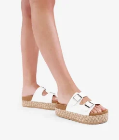 Discount Bosanova Sandalias blancas con plataforma de esparto
