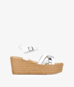 Clearance Bosanova Sandalias blancas con plataforma efecto esparto