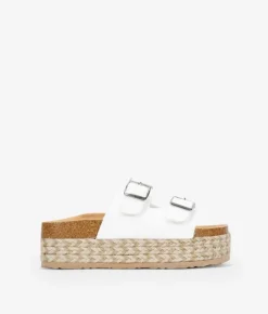 Discount Bosanova Sandalias blancas con plataforma de esparto