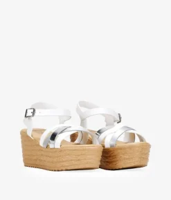 Clearance Bosanova Sandalias blancas con plataforma efecto esparto
