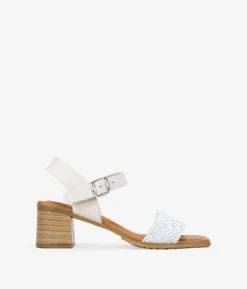 Best Bosanova Sandalias blancas en piel con tacón efecto madera