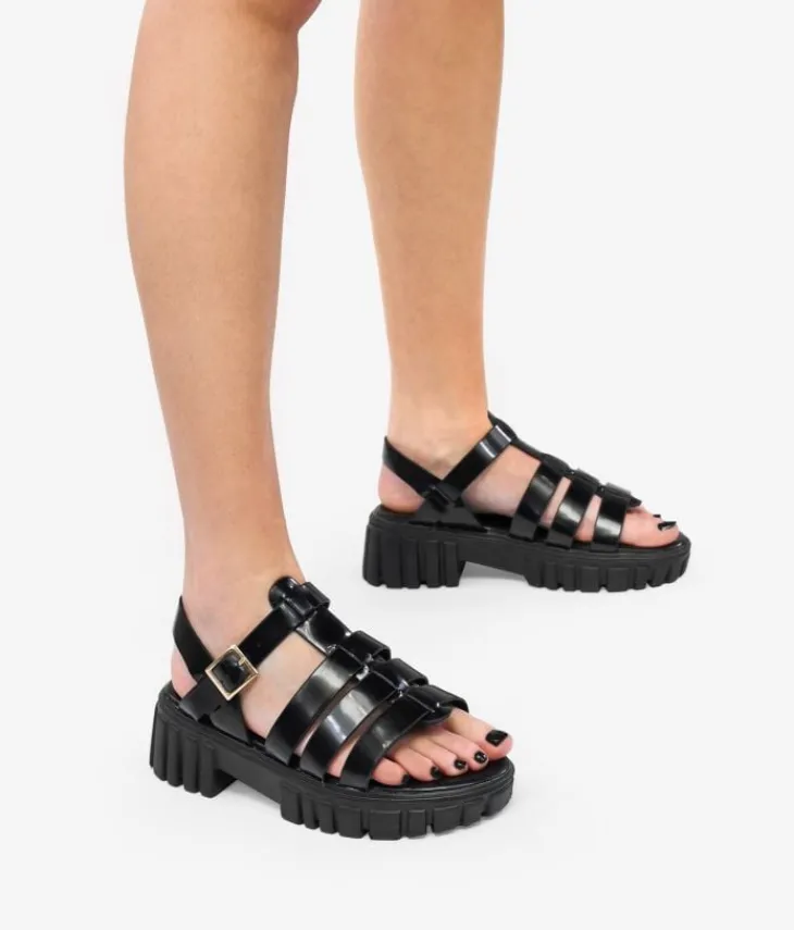Best Bosanova Sandalias cangrejeras negras con suela track