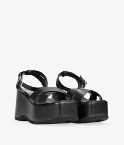 Discount Bosanova Sandalias con plataforma negras y pulsera en el tobillo