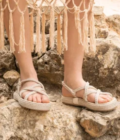 Clearance Bosanova Sandalias con plataforma beige de cuerda