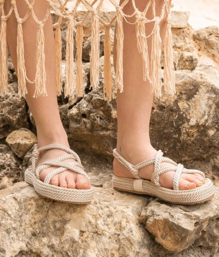 Clearance Bosanova Sandalias con plataforma beige de cuerda