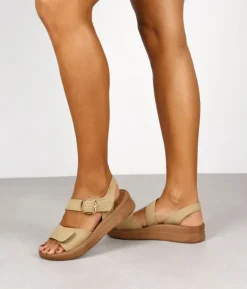 Discount Bosanova Sandalias de cuña beige con hebilla
