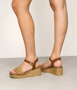 Best Bosanova Sandalias de cuña cuero con cierre de hebilla