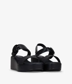 Best Bosanova Sandalias de cuña negras con cierre de hebilla