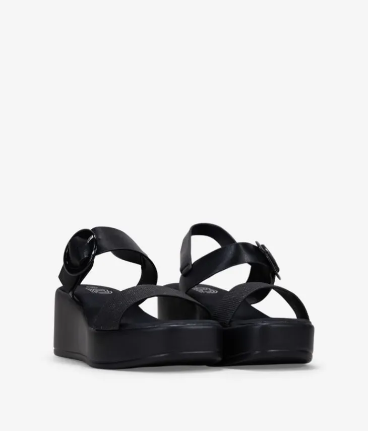 Best Bosanova Sandalias de cuña negras con cierre de hebilla