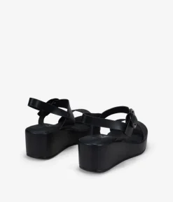 Best Bosanova Sandalias de cuña negras con cierre de hebilla