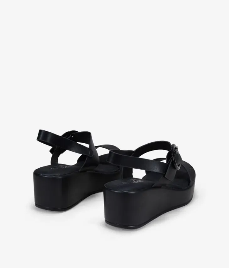Best Bosanova Sandalias de cuña negras con cierre de hebilla