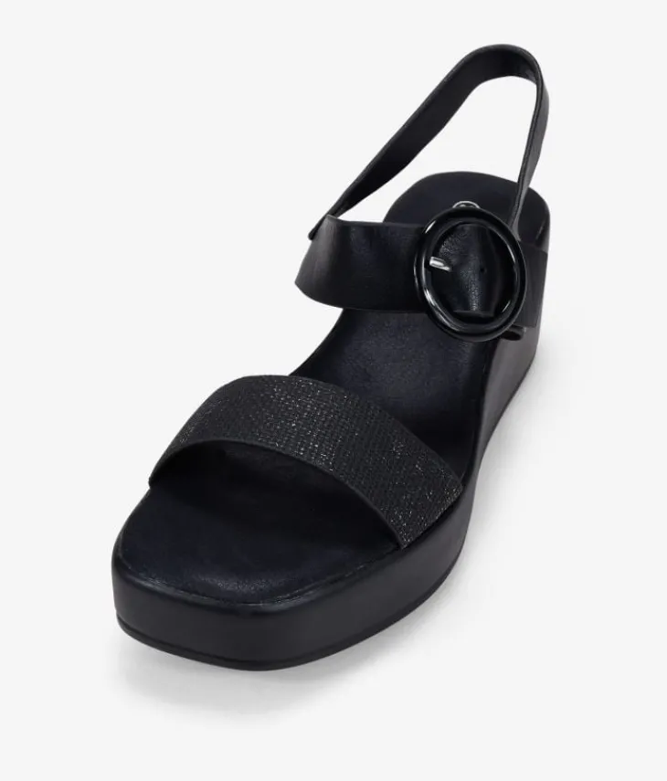 Best Bosanova Sandalias de cuña negras con cierre de hebilla