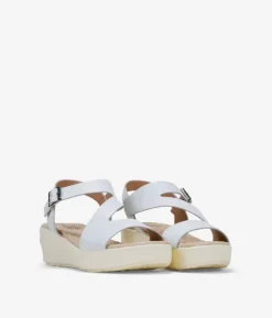 New Bosanova Sandalias de cuña plateadas con hebilla