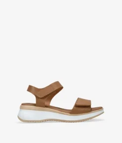 Discount Bosanova Sandalias de cuña taupe en piel con cierre fácil