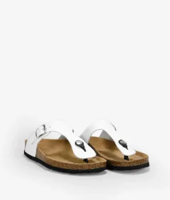 Sale Bosanova Sandalias de dedo blancas piel