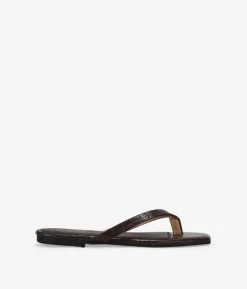 Discount Bosanova Sandalias de dedo marrones efecto cocodrilo